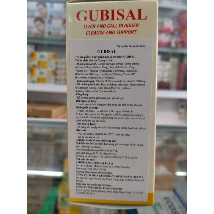 Gubisal hộp 60v ⚡Chính Hãng⚡ ⚡Nhập khẩu úc⚡ Hạ Men Gan ,MÁT GAN, GIẢI ĐỘC, TĂNG CƯỜNG CHỨC NĂNG GAN