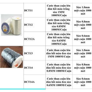 DÂY CƯỚC THUN XỎ VÒNG 1000M/CUỘN (CÓ 3 SIZE: 1MM; 0.8MM; 0.6MM - QUÝ KHÁCH XEM KỸ ĐỂ CHỌN ĐÚNG MẪU NHÉ)