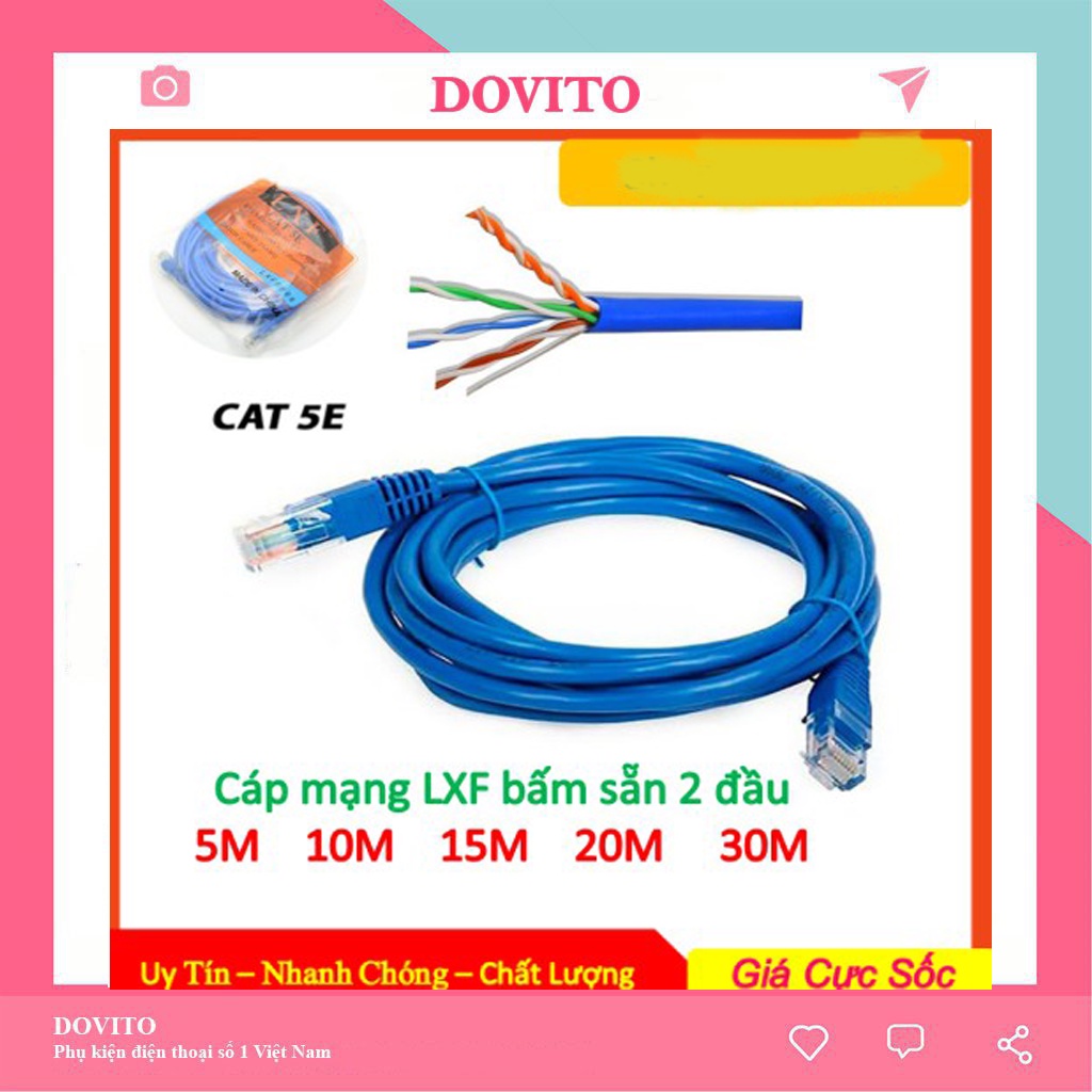 Dây mạng LAN bấm sẵn 2 đầu CAT6E loại 1m- 5m chống đứt gẫy MT03