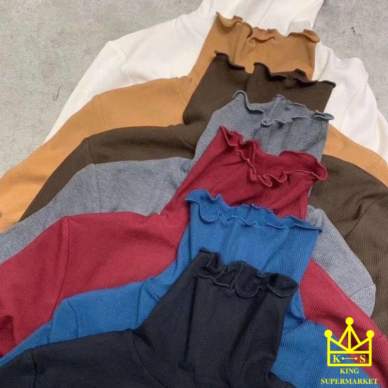 Áo len nữ cao cổ màu trơn áo len giữ nhiệt nhún cổ và ống tay thời trang đẹp