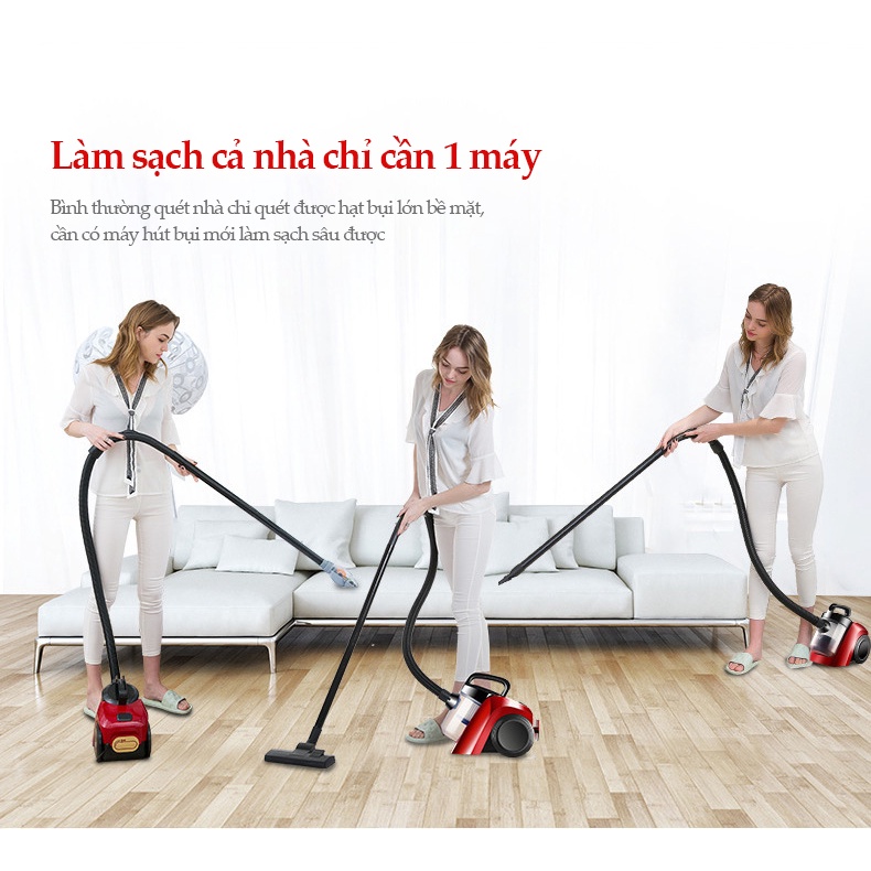 Máy hút bụi gia đình công suất lớn 1000W, máy hút bụi cầm tay kèm nhiều đầu hút tiện dụng đa năng. Bảo hành 2 năm.