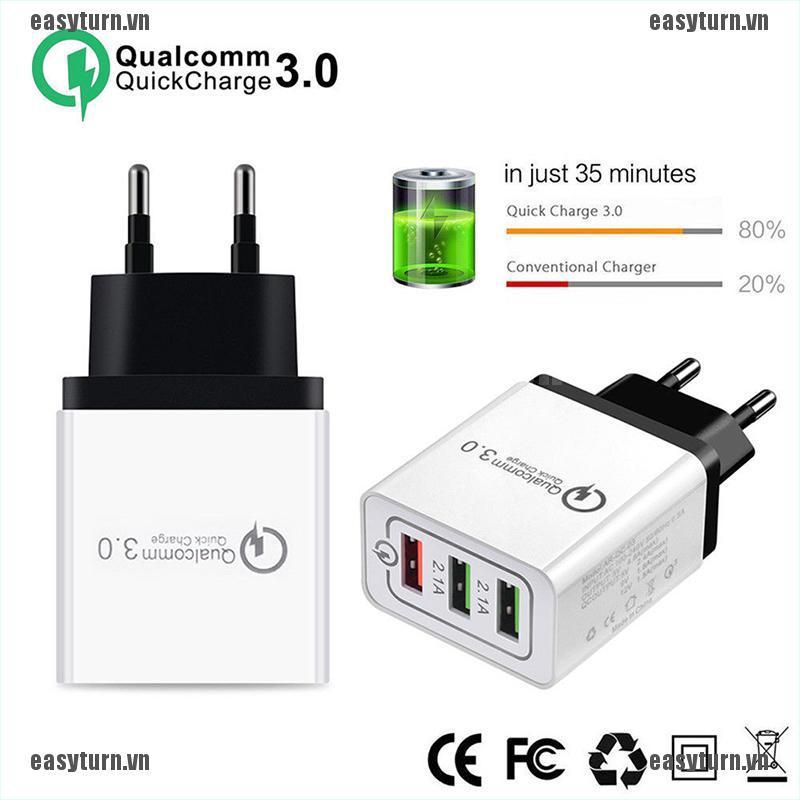 Cốc Sạc Nhanh Qc 3.0 3 Cổng Usb 2018 Chất Lượng Cao