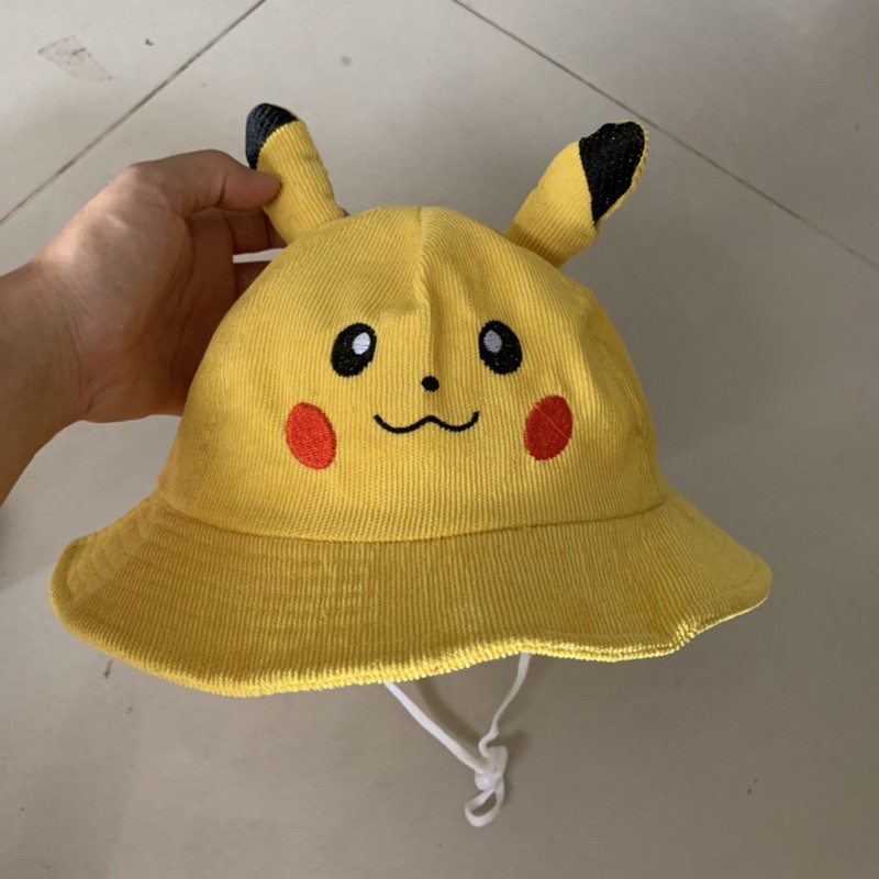 Mũ nón tai bèo Pikachu bé gái bé trai 2-4 tuổi có dây