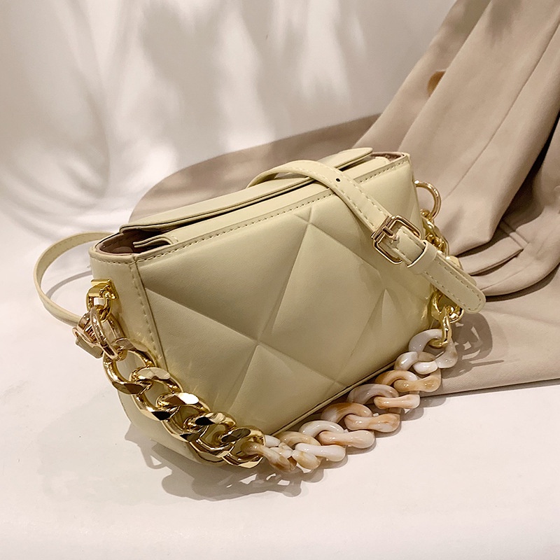 Túi Đeo Vai Hình Vuông Cỡ Nhỏ Họa Tiết Hình Thoi Đơn Giản Cho Nữ