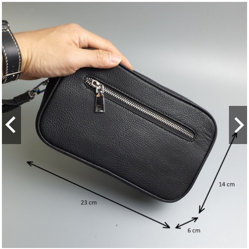 Clutch cầm tay da bò thật form rộng rãi đựng nhiều