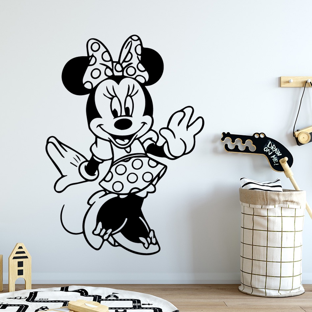 Giấy Dán Tường Bằng Vinyl Hình Chuột Mickey Hoạt Hình Trang Trí Phòng Trẻ Em