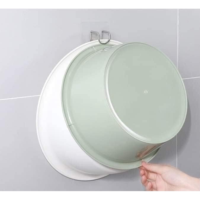 Giá móc INOX treo thau chậu tiện lợi( có miếng dán tường-  Kích thước: 7,2 x 7,2 x 6,3 cm)