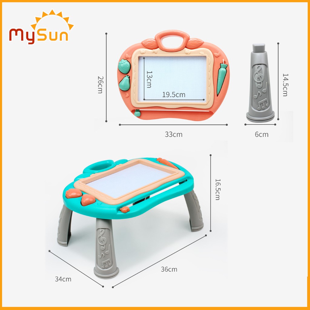 Bảng vẽ nam châm từ tính TỰ XÓA cho bé thông minh điện tử có chân bàn đa năng MySun