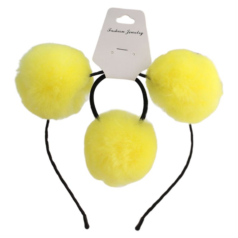 Băng Đô Cài Tóc Đính Bóng Lông Màu Kẹo Ngọt Dễ Thương Cho Bé Gái