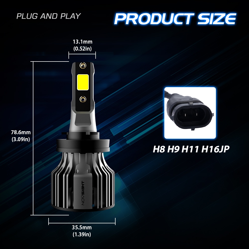 Đèn pha led sương mù NOVSIGHT N39 H11 10000LM 72W mini chuyên dùng cho xe hơi