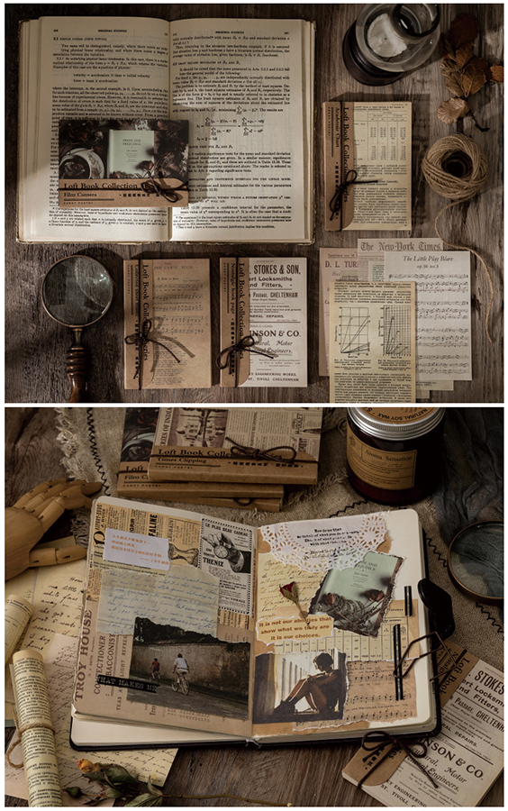 Set 60 tờ giấy trang trí Winzige phong cách vintage trang trí scrapbook DIY xinh xắn