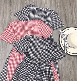 Váy maxi kẻ ô tiểu thư