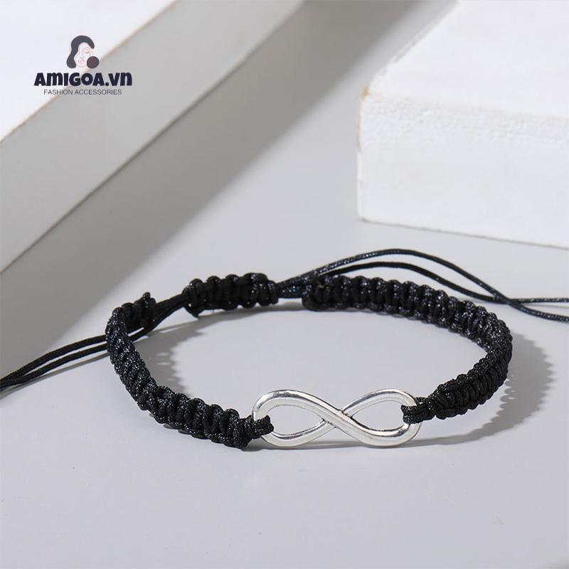 ✨✨1 vòng tay bện dây mặt kim loại khắc số 8 cho cặp đôi