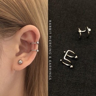 Khuyên tai đính đá kẹp vành sụn tai thép y tế màu bạc (giá 1 chiếc) - Có ảnh thật