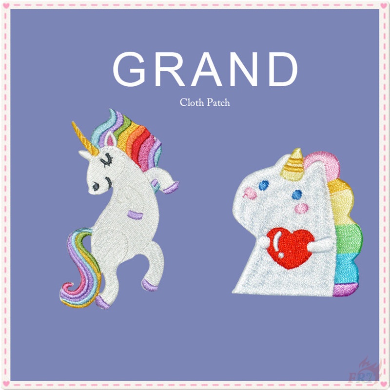 ♥ Miếng Vá Ủi Hình Kỳ Lân Cầu Vồng ♥ 1 Sticker Ủi Thêu Hình Động Vật Vui Nhộn