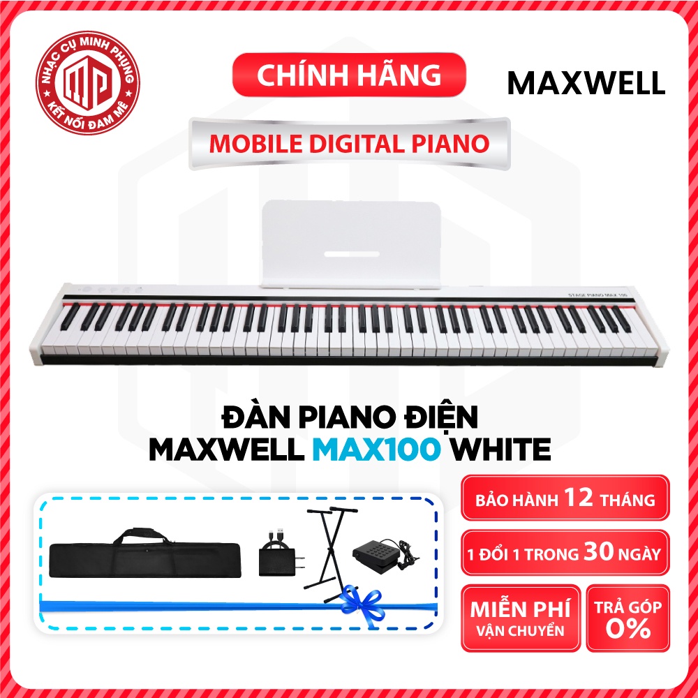Đàn Piano điện/ Mobile Digital Piano - Maxwell MAX100 - Màu trắng - Hàng chính hãng - Đơn (không bao gồm bộ chân gỗ)