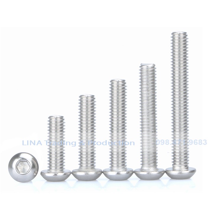 GIAO NHANH - SET 10 con Bu lông lục giác chìm đầu nấm M2 INOX 304