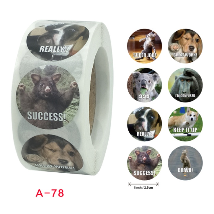 Cuộn 500 sticker nhãn dán khích lệ khen thưởng học tập cho bé yêu kèm slogan khiến những giờ học thêm sinh động