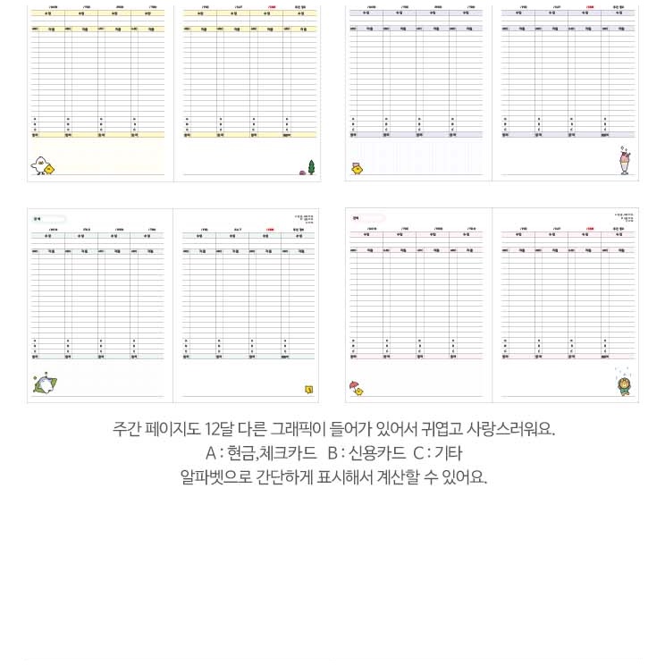 Sổ Tay Lò Xo ARTBOX Hàn Quốc Quản Lý Chi Tiêu Bìa Họa Tiết Nhân Vật Mali Dễ Thương