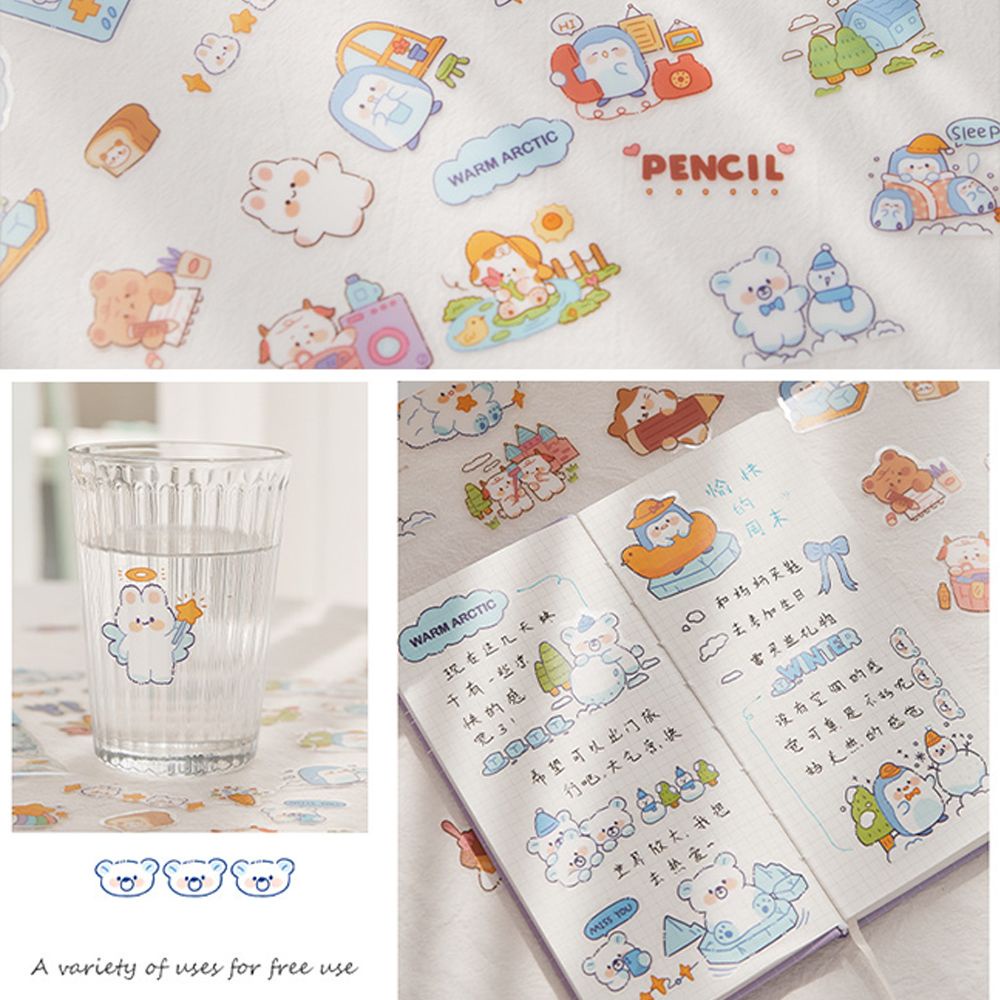 Bộ 46 miếng dán hoạt hình dễ thương chống thấm nước trang trí sổ tay điện thoại thủ công