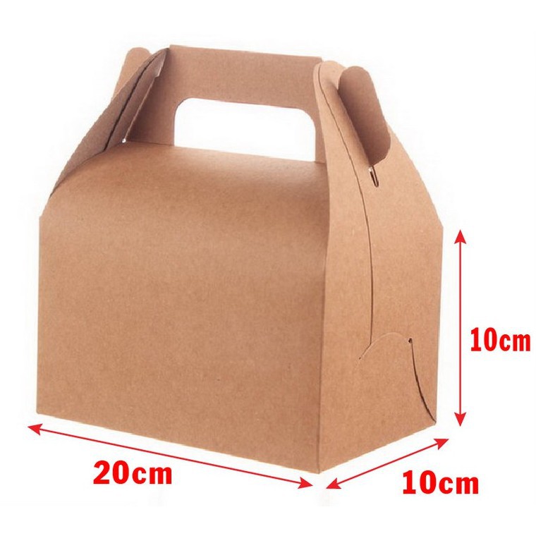 10 Hộp gà rán giấy kraft có quai xách 20x10x10cm 10 cái B202-N