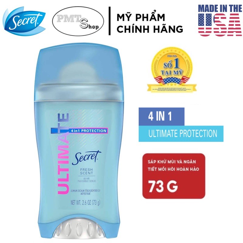 [USA] Lăn sáp khử mùi nữ Secret 73g Powder Fresh | Ultimate 4in1 | Paris Rose Invisible solid ngăn mồ hôi - Mỹ | BigBuy360 - bigbuy360.vn