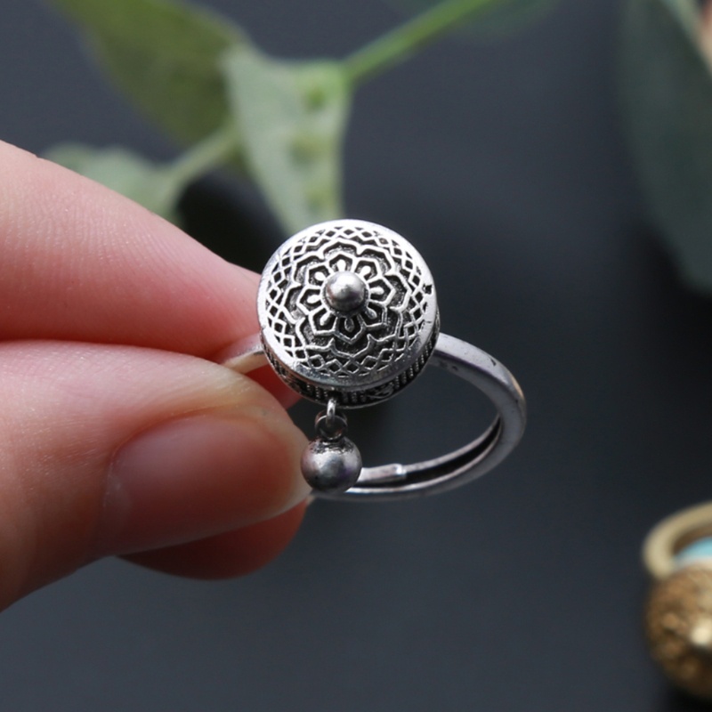 Set 2 Nhẫn Cầu Nguyện Phật Giáo Có Bánh Xe Hoa Sen