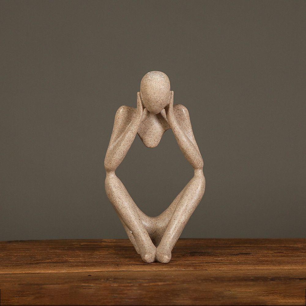 YIYU Mô Hình Tượng Người Suy Tư Mini Bằng Resin Đá Cát Trừu Tượng Trang Trí Văn Phòng