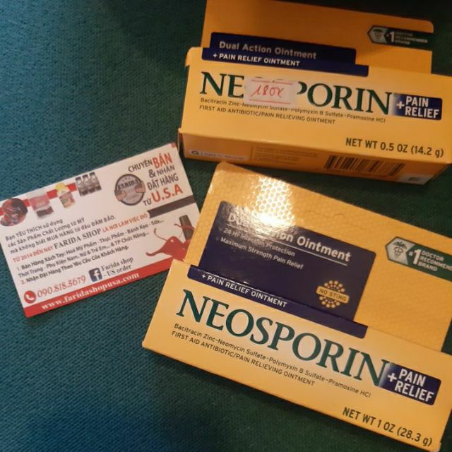 (Hsd:03.2022)KEM MỠ VẾT THƯƠNG NEOSPORIN + PAIN RELIEF DUAL ACTION OINTMENT 14.2GRAM và 28.2gram  TỪ MỸ