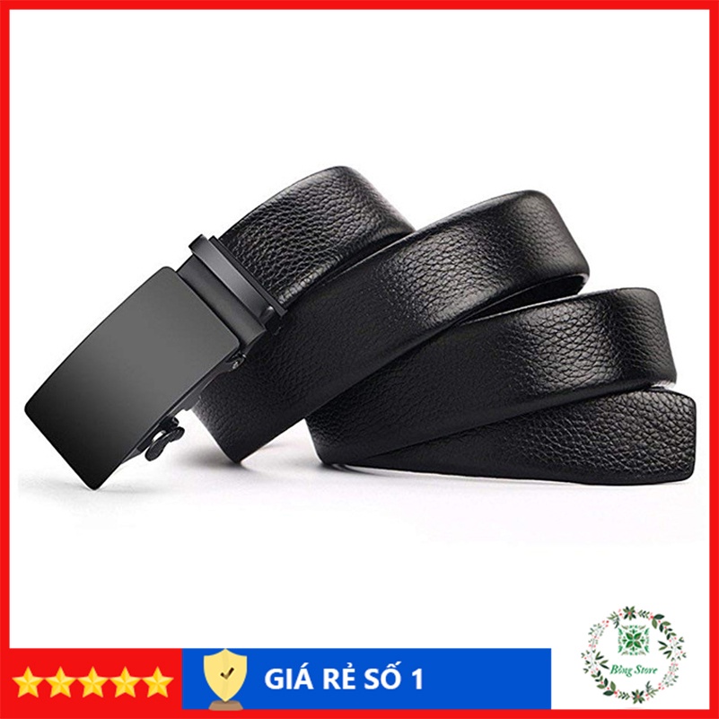 Thắt Lưng Nam Khóa Tự Động, Dây thắt Lưng Da Nam Cao Cấp Mặt Đen Trơn Sang Trọng TLĐT1
