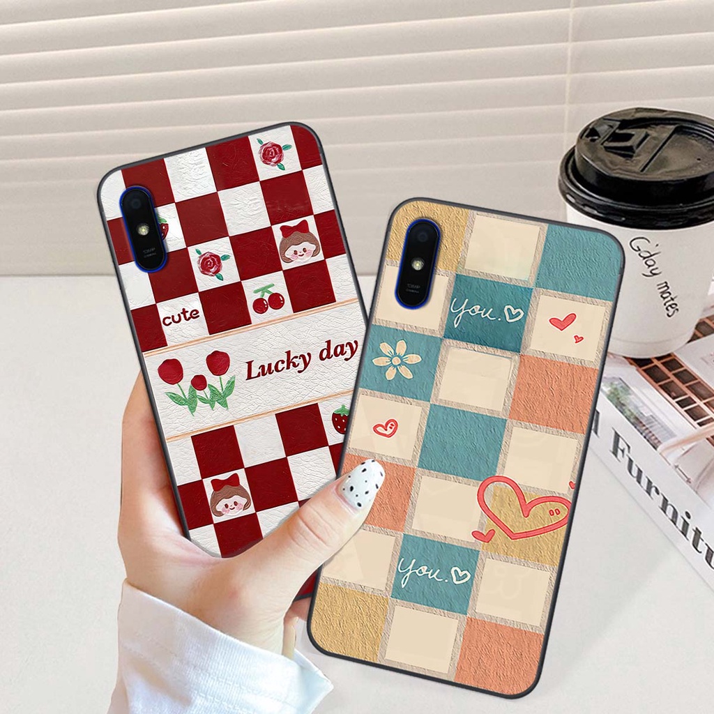 Ốp Xiaomi Redmi 7A / 8A / 9A caro trái tim cá tính, thời trang siêu đẹp, siêu phong cách