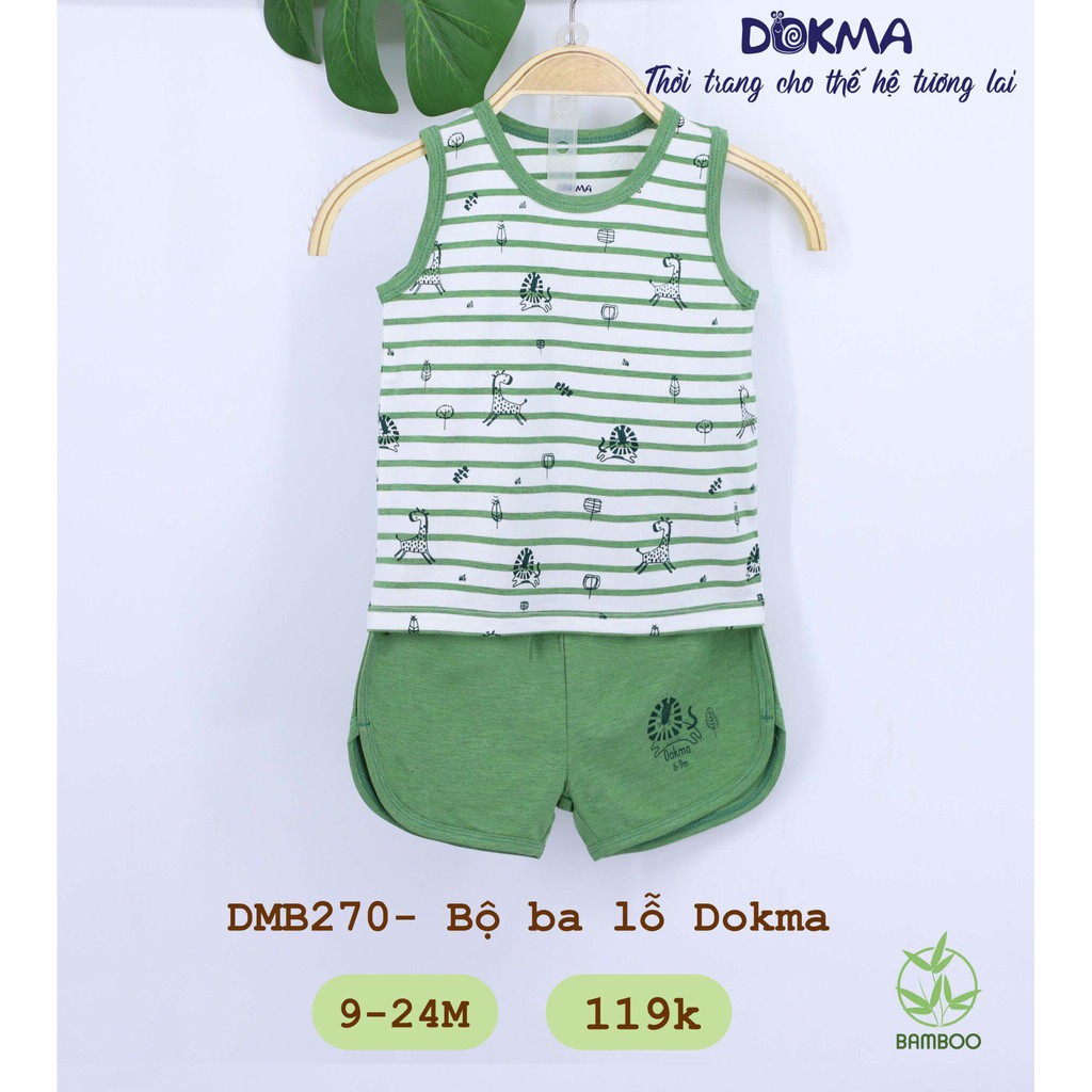 (6-24M) Bộ ba lỗ sợi tre (bamboo) cho bé - DOKMA