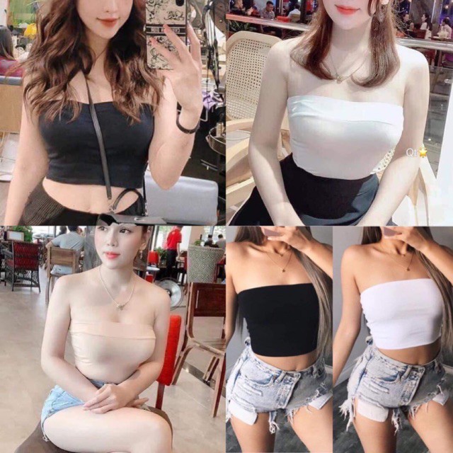 Áo ống trơn chất zip cup ngực dáng croptop siêu hot 3 màu