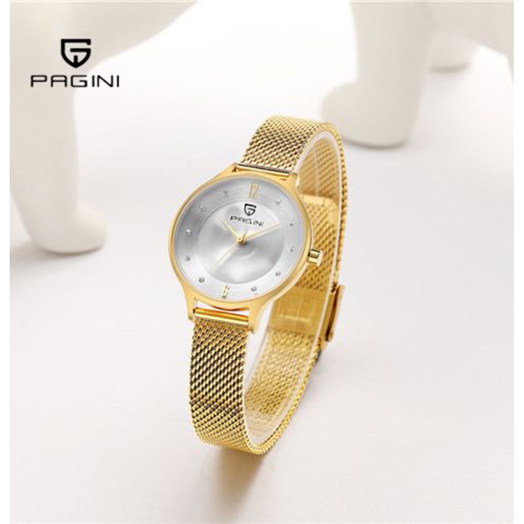 Đồng hồ đeo tay nữ thời trang Pagini PA2188 dây kim loại cao cấp siêu bền, chống nước, chống xước