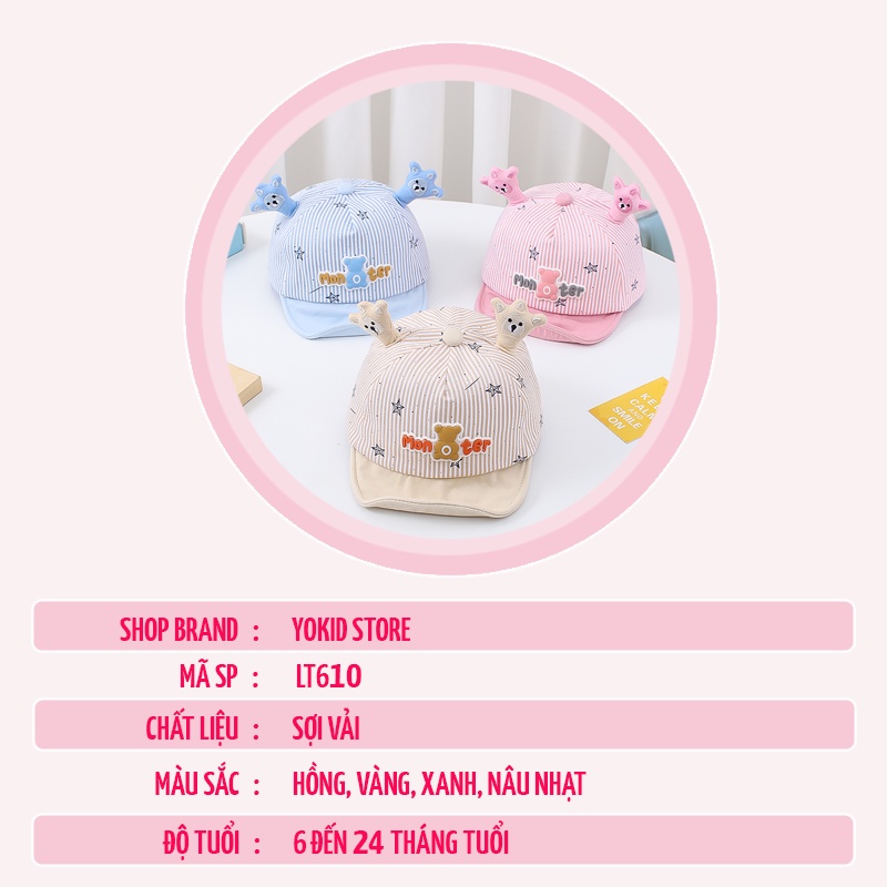 Mũ lưỡi trai gấu cho bé 6 tháng tuổi đến 24 tháng tuổi - LT3