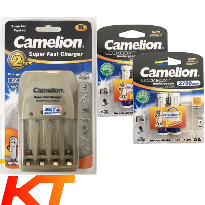Máy sạc pin AA, AAA ENELOOP PANASONIC, ENERGIZER, CAMELION Kèm 4 pin 2000mah .