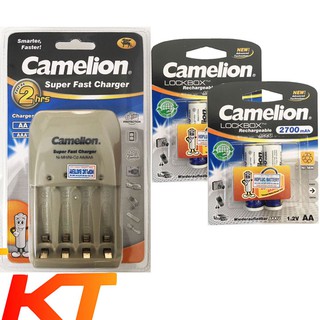 Bộ sạc nhanh 2 giờ, tự ngắt camelion bc-0905a kèm 4 pin aa 2700mah