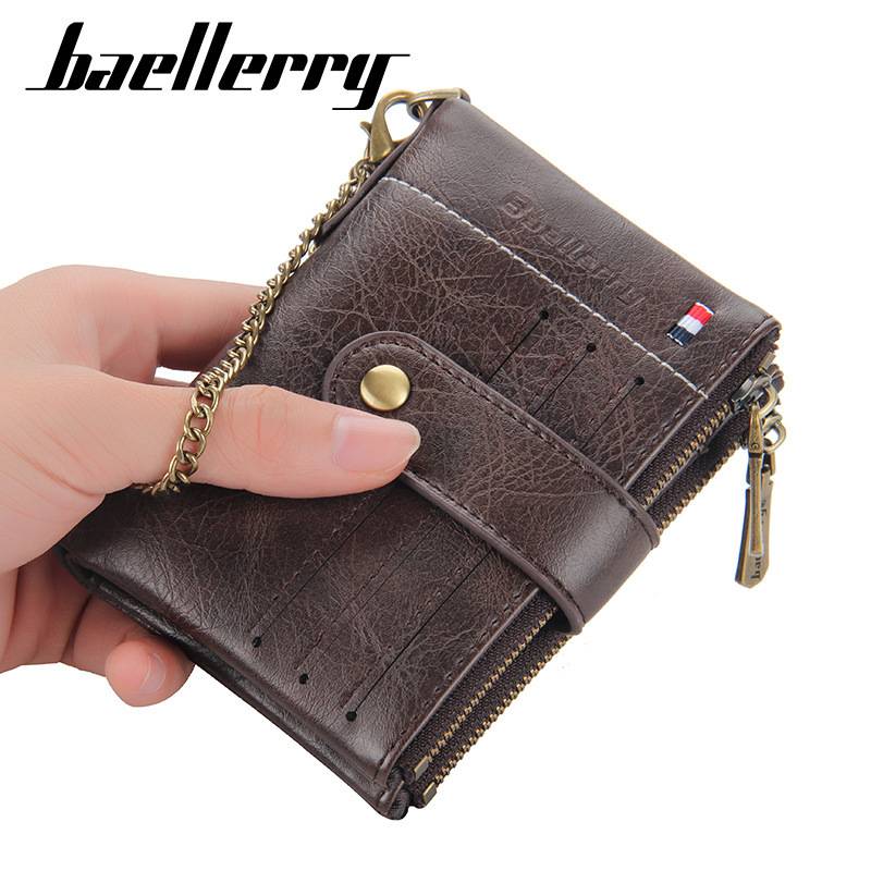 Baellerry Ví mới Nam ngắn Châu Âu và Mỹ Retro Gói Thẻ Zipper Dây kéo nam Khóa dọc