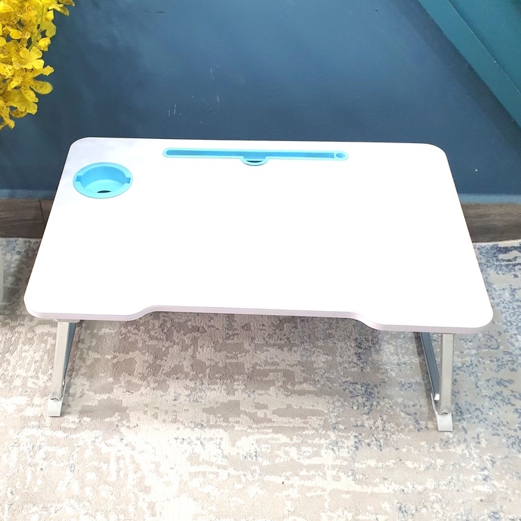 Bàn học gấp gọn, bàn làm việc gấp gọn Greenfurni có ngăn kéo, có khe cắm ipad, màu vàng vân gỗ TTK