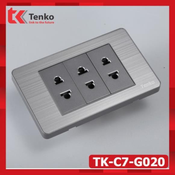 Ổ Cắm Điện 2 Chấu Âm Tường Mặt Hợp Kim Bo Viền Màu Xám Thương Hiệu Nhật Bản Tenko TK-C7-020