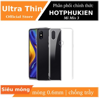 Ốp lưng silicon dẻo trong suốt mỏng 0.6mm cho Xiaomi Mi Mix 3 hiệu Ultra Thin - Hàng chính hãng