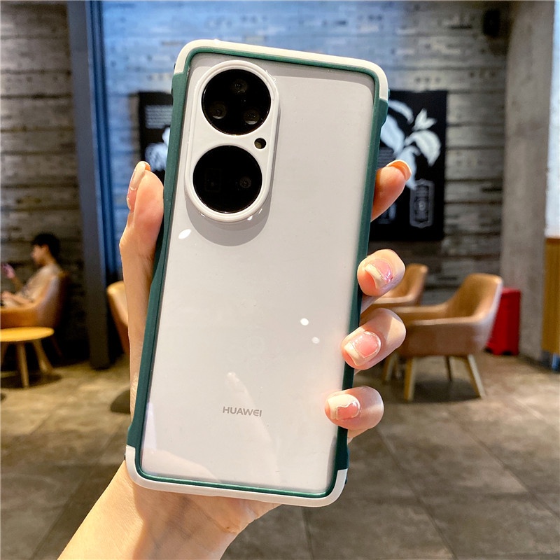 Ốp điện thoại trong suốt màu trơn đơn giản cho Huawei P50Pro mate40 P30 P40 pro