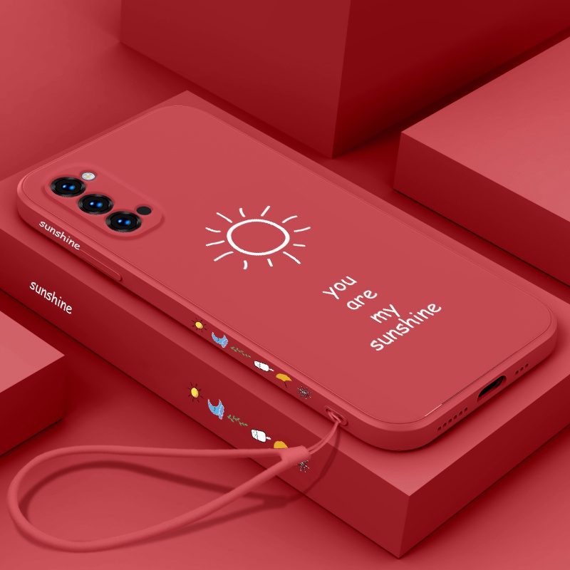 Ốp Điện Thoại Silicon Mềm Hình Mặt Trời Nhỏ Đơn Giản Có Dây Đeo Cho OPPO RENO 4 PRO 4G RENO 5 PRO