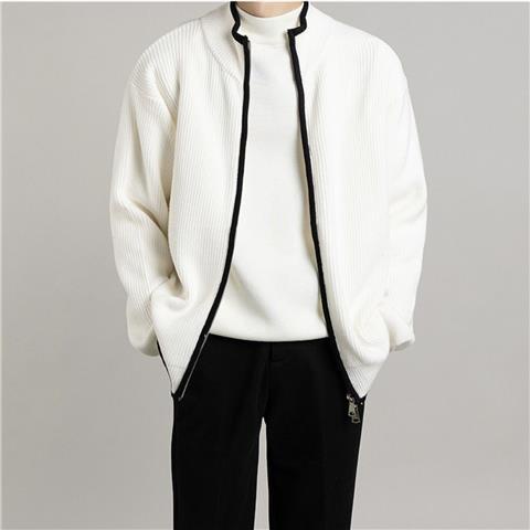 Áo Khoác Cardigan Dệt Kim Phối Khoá Kéo Thời Trang Thu Đông Cho Nam Giới