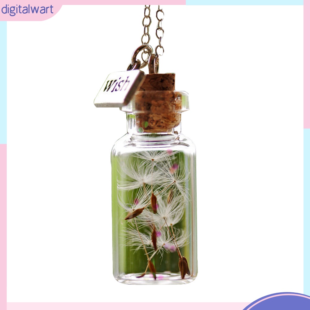 Dây chuyền mặt dây hình lọ ước nguyện có hoa bồ công anh thời trang xinh xắn