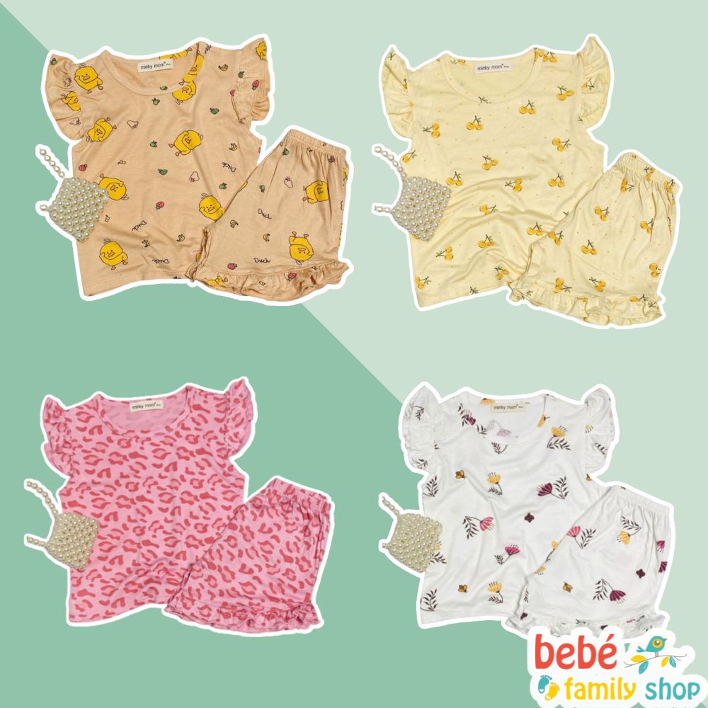 Bộ thun lạnh cho bé gái Minky mom 8-30kg Bộ quần áo bé gái mặc nhà sát nách - SGMA