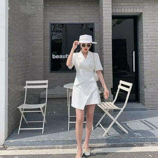 [SALE] Đầm vest tà xéo phối nút bọc cao cấp