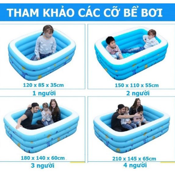 Bể bơi cho bé ( 1M2- 1M5-1M8-2M1-2M5...3M) đáy CHỐNG TRƯỢT [Sẵn Hàng]