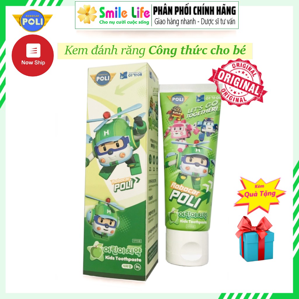 SMILE LIFE | Kem Đánh Răng Trẻ Em Cao Cấp POLI ® 80g - Tái Tạo Men Răng, Ngăn Chặn Sâu Răng, An Toàn Cho Bé