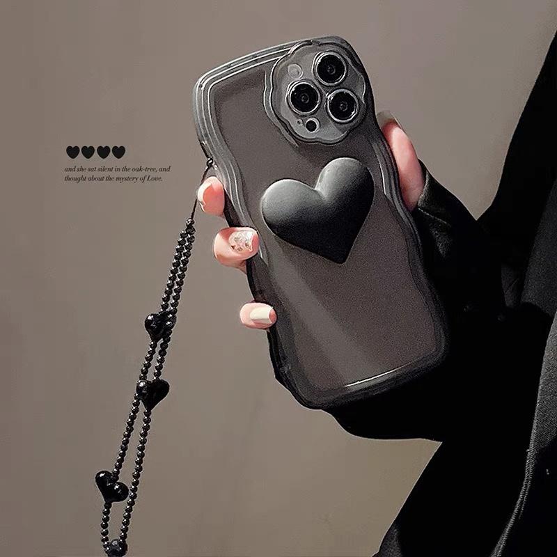 Ốp Điện Thoại Mềm Trái Tim Màu Đen Cho iPhone 14proamxc 13proamx 11 11 pro 11 pro max 12 12 12 pro 12 pro max
